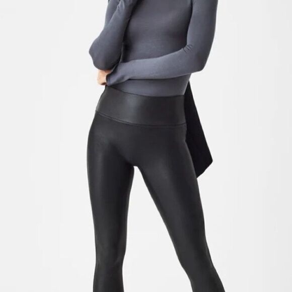 Spanx Black Faux Leather Leggings Womens Sz XL - Picture 3 of 11